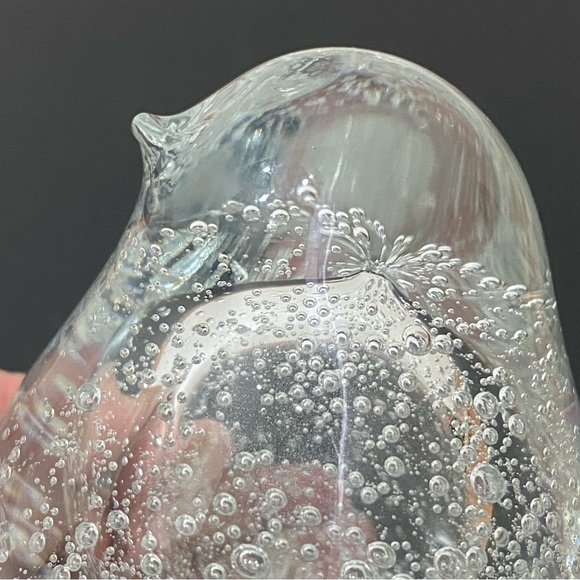 Murano Style Clear Glass Bird Paperweight Controlled Bubbles Art Glass Bird - Picture 7 of 15